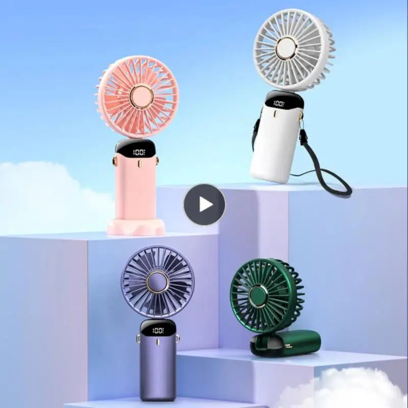 

Space-saving Small Fan Portable Handheld Fan With Led Display Cooling Fans 5-speed Wind Speed Adjustment Summer Air Cooling