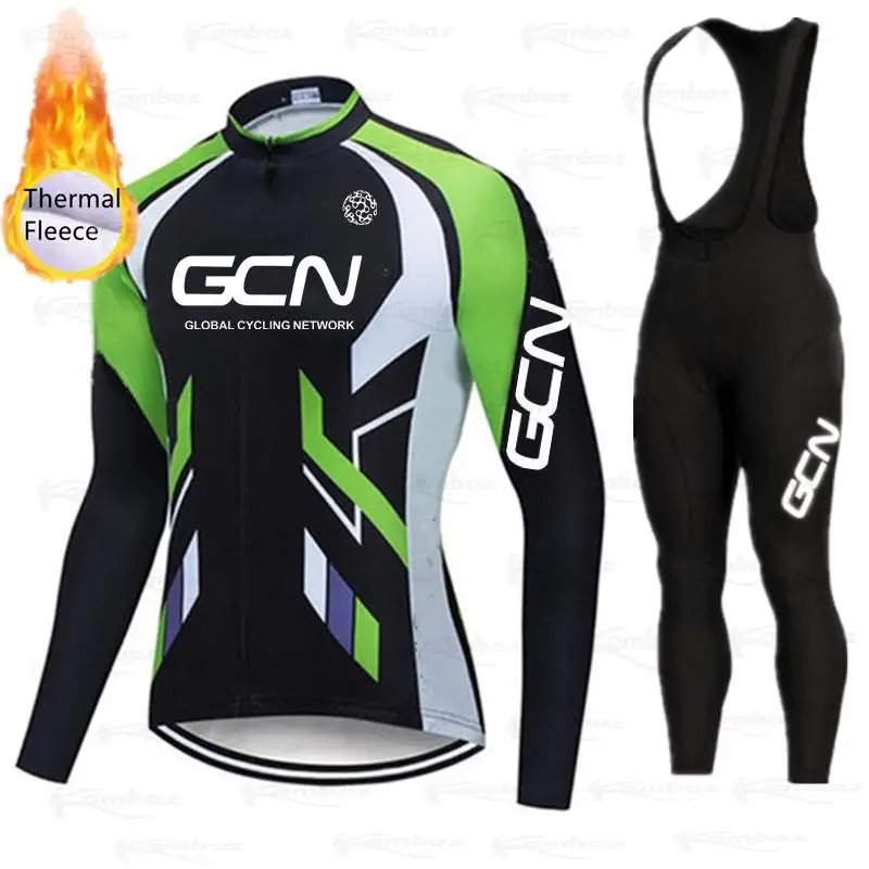 

Winter Cycling Jersey Set 2022 GCN Thermal Fleece Cycling Clothing Bicycle Clothes Keep Warm Mountain Bike maillot Cycling Wear