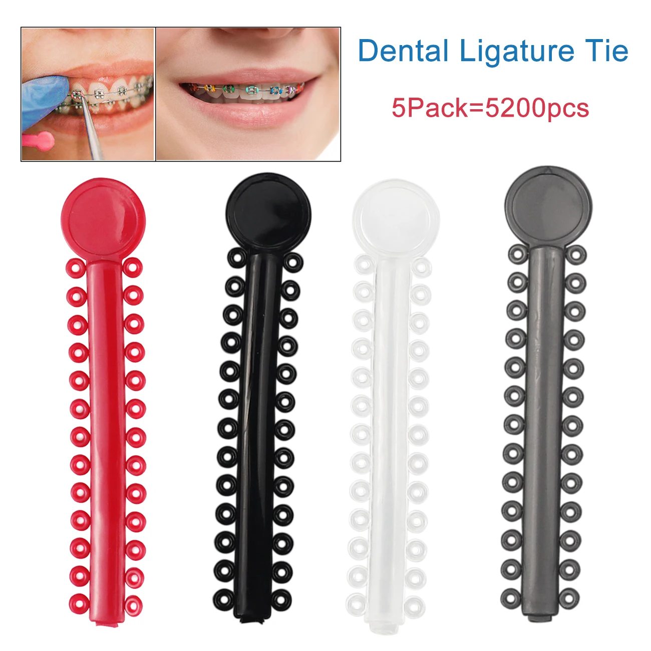 

5Packs/Lot Dental Oral Orthodontic Ligature Ties Rubber Band Elastic Teeth Brackets Braces Dentist Tools Orthodontic Materials