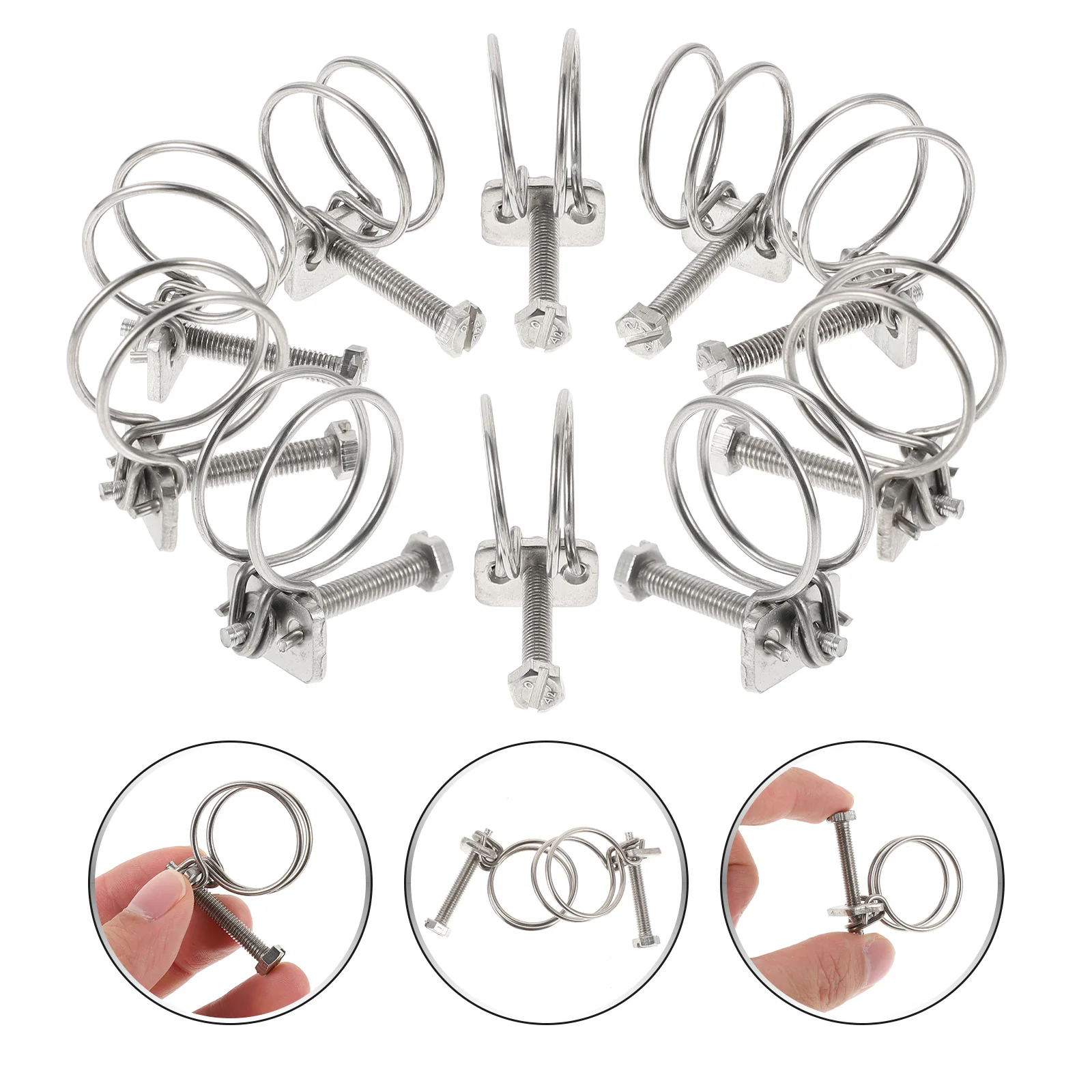 

10Pcs Stainless Steel Double Wire Pipe Hoops Adjustable Wire Clamps Pipe Clamps