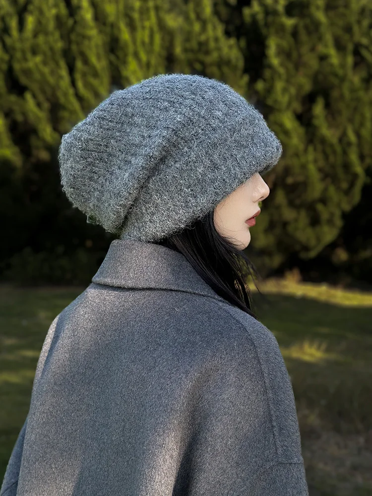 Bald Girl ~ Knitted Sleeve Cap Women's Autumn and Winter Warm Cold-Proof Beanie Hat Thickened Earmuff Pile Sle Woolen