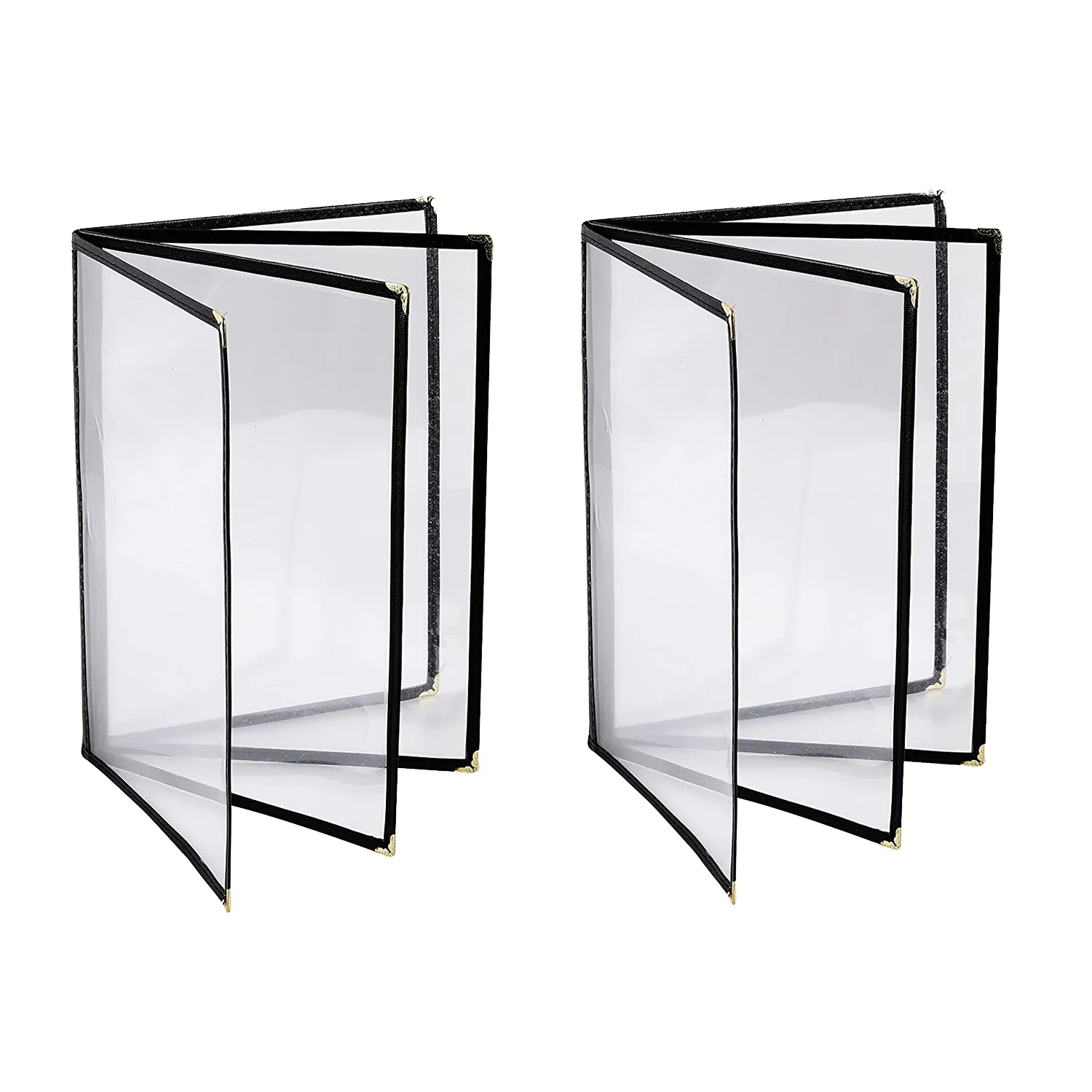 

2PCS Menu Covers 8.5 x 11 inch Restaurant Menu Holder 4 Page 8 View Transparent Menu Sleeve,Fits A4 Size Paper (Black)