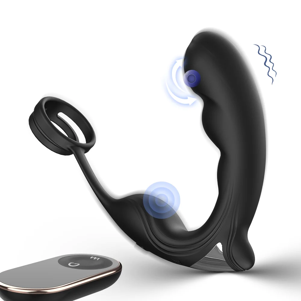 

Vibrating Prostate Massager Dual Cock Ring 9 Vibration Modes Anal Plug Remote Control G-spot Vibrator Sex Toys For Men Women