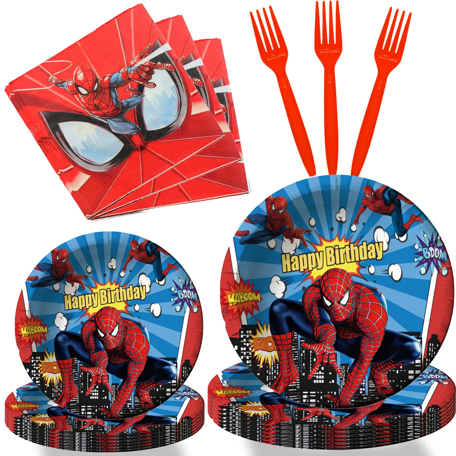 

Принадлежности для вечерние в стиле супергероев Человека-паука, украшение для детского дня рождения, одноразовые чашки, тарелки, Декор