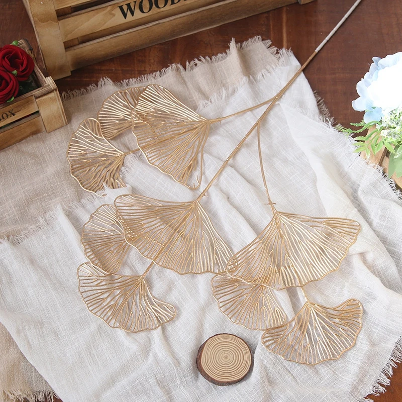 Искусственные ретро-растения Золотой Букет гинкго билоба кленовые листья