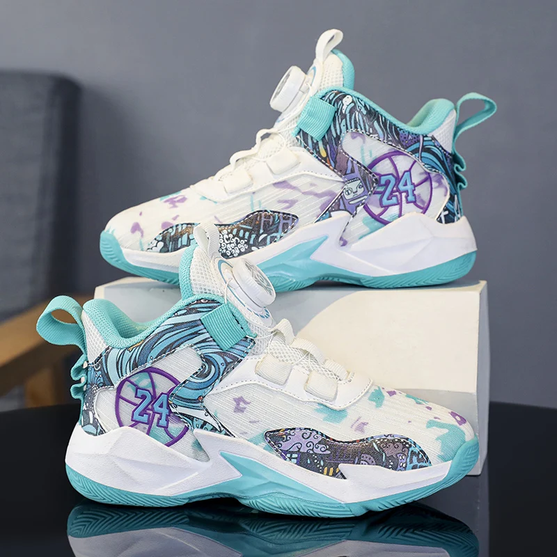 New Arrival Children Shoes Kids Basketball Shoes Thick Sole Non-slip Boys Sneakers Breathable Comforthable Child Sports Shoes