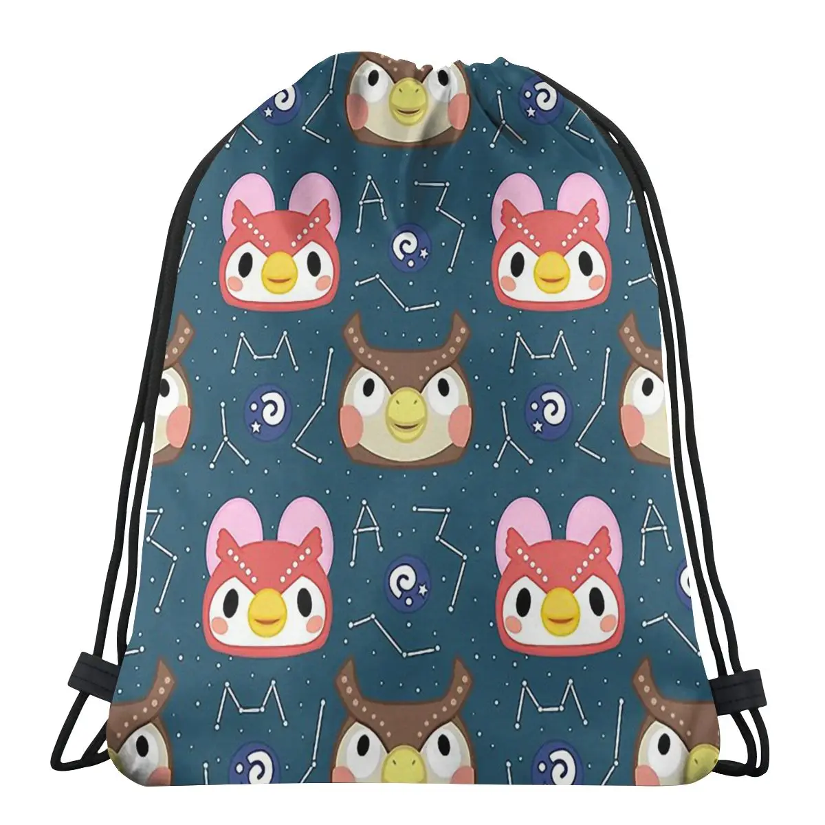 

Celeste And Blathers Animal Crossing Drawstring Bags Shopping Waterproof Storage Organize Bundle Pocket Rope Bag