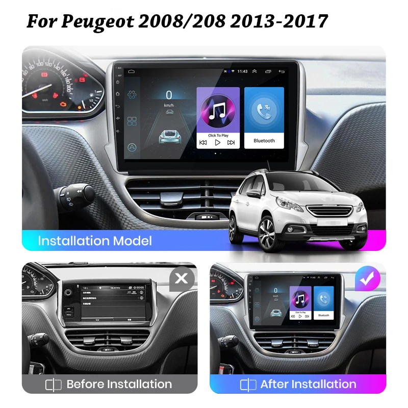 Автомагнитола 2 Din Android стерео для Peugeot 2008 208 2012-2018 экран 10 1 дюйма мультимедийная