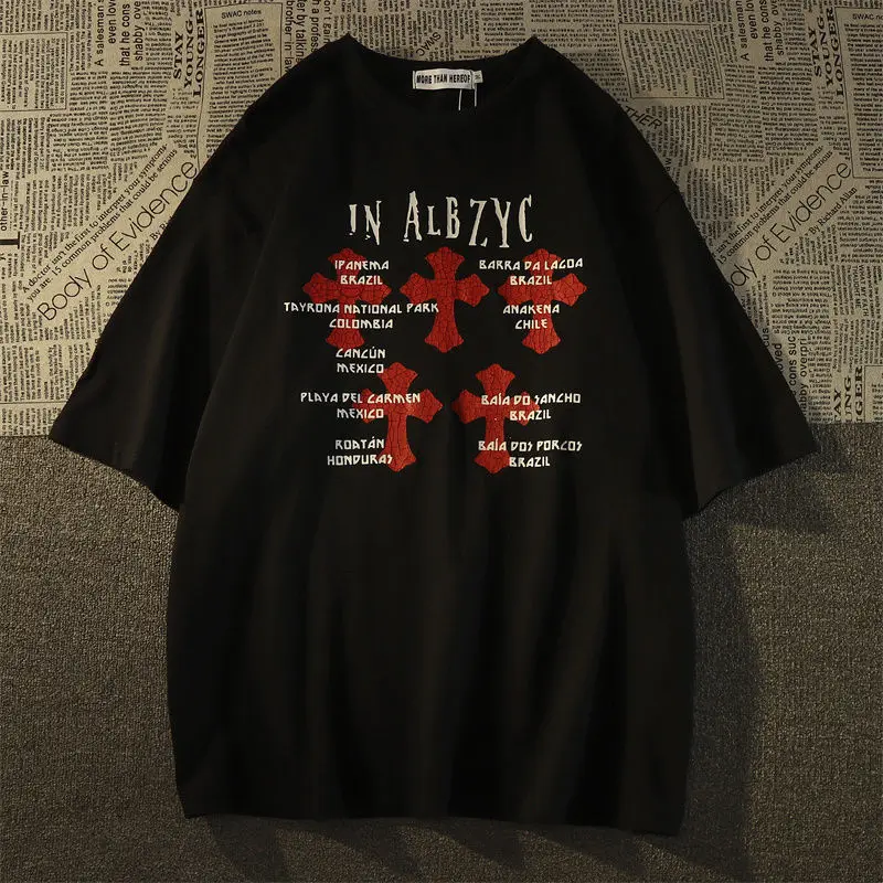 Американская брендовая футболка свободного покроя с коротким рукавом и