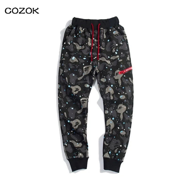 

new Luminous sky Camouflage Starry Night Thin Bape shark SlacksStreetwear Pants Mens Joggers Pants Joggers Stacked Sweatpants
