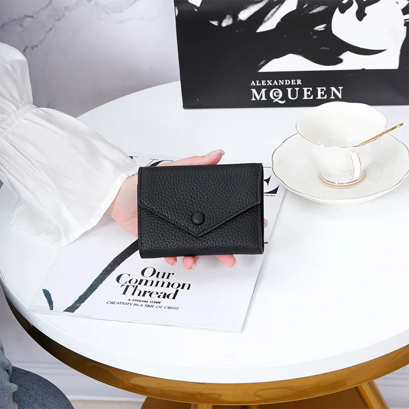 URBAN MASTER Short Women SimpleTrifold Cowhide Wallets Fashion Envelope Coin Purse Female SlimCard Holder Genuine Leather