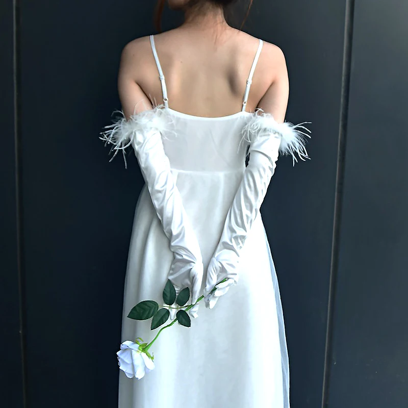 Шелковые атласные перчатки для танцевальной вечеринки эластичные длинные