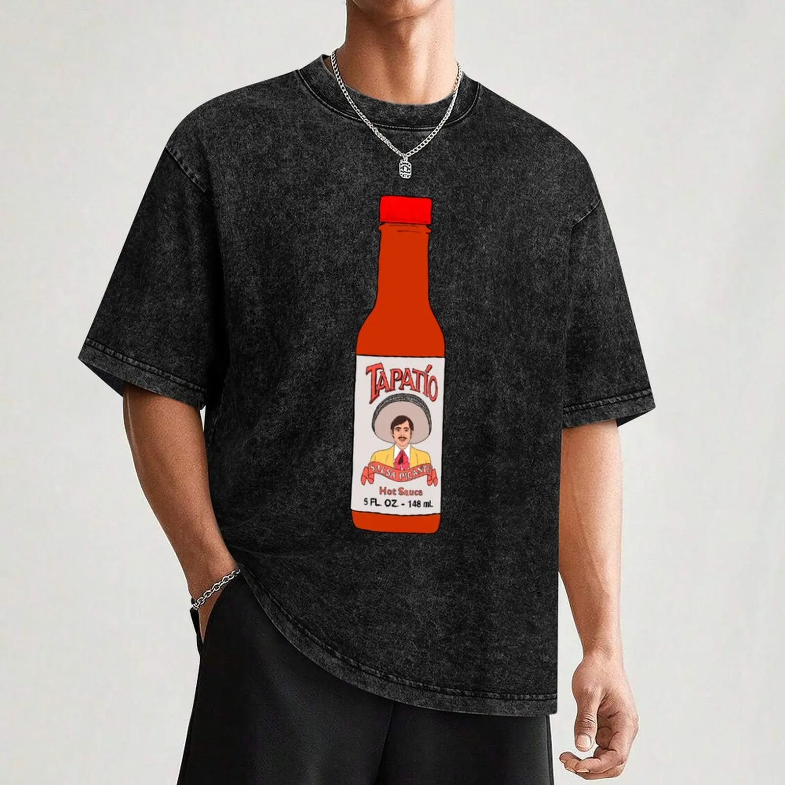 Фото Футболка Tapatio с принтом в виде наклейки с изображением острого соуса сальса, базовая однотонная футболка на все сезоны №3
