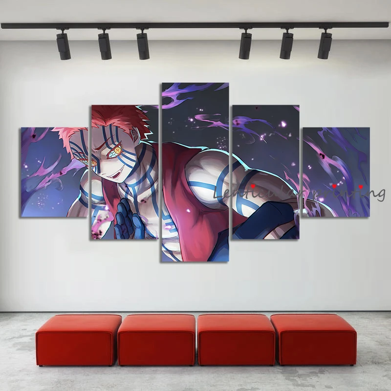 

No Framed 5/3 PieceAnime Demon Slayer Akaza Art Poster for Living Room Bar Interior Stickers Wall Painting for Home Decor Gifts
