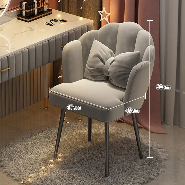 

Light Luxury Makeup Stool Backrest Bedroom Girl Cute Cosmetic Chair Internet Celebrity Ins Style Nail Chair Dressing Table Stool