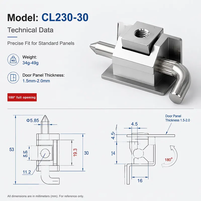 Фото Петля для дверцы электрического шкафа CL230, съемная штифтовая петля из нержавеющей стали, петля для дверцы электрического шкафа CL211 №2