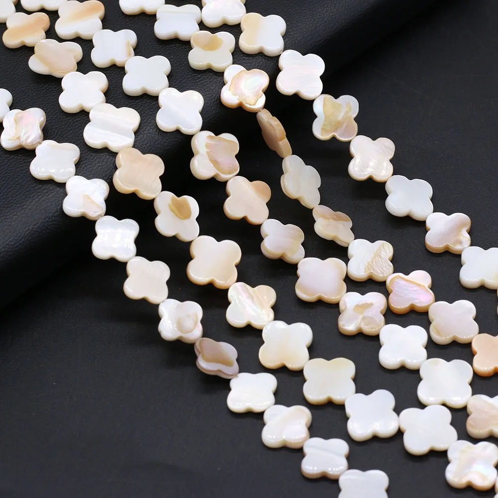 

Natural Freshwater White Four Petal Flower Shape Mother Of Pearl Shell Spacer Beads For Jewelry Making DIY Necklace Size 13x14mm