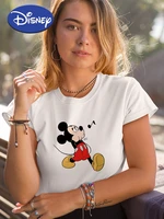 mickey mouse casual t shirt stylish happy young woman white top short sleeve america disney vacation aesthetic wholesale tshirt