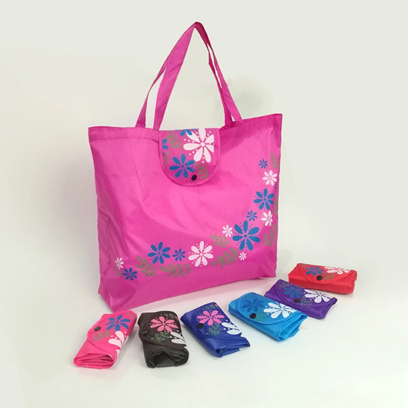 

Женская Складная Сумка, вместительная портативная Повседневная Экологичная сумка для покупок с цветочным принтом, красочная универсальная сумка для покупок с пряжкой