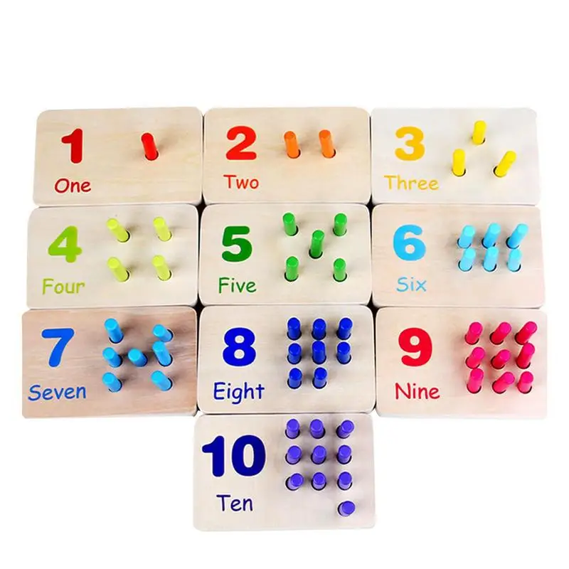 

Montessori Peg Board Toys Wooden Color 0-10 Number Peg Boards Teaches Preschool Number Concept Math Manipulative Counting Toy