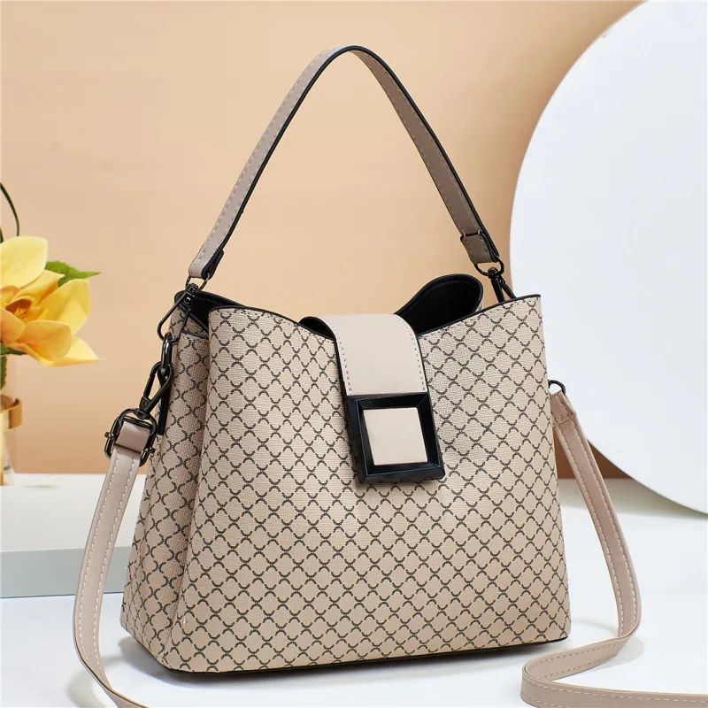 

High Quality New Fashion Female PU Leather Bucket Handbag Women's Handbags Famous Brand Designer Lady's Shoulder Bags