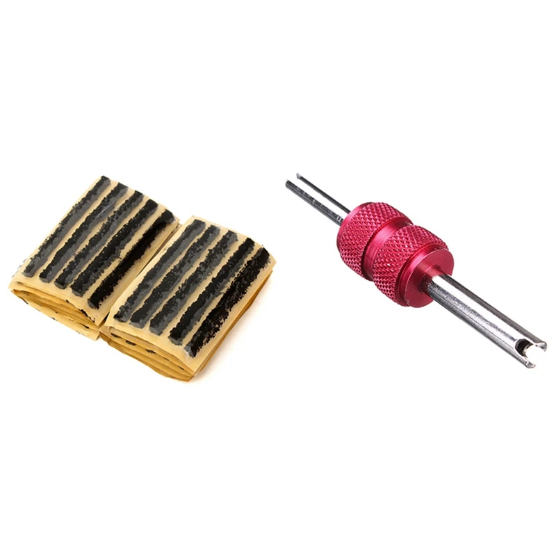 

1X Universal Car Tire Valve Stem Core Installer Remover & 50Pcs Car Truck Bike Tire Tubeless Puncture Seal Repair Strip