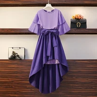 2022 summer plus size womens clothing slimming and age reducing girls wear a purple skirt with a suit fashion a line skirt