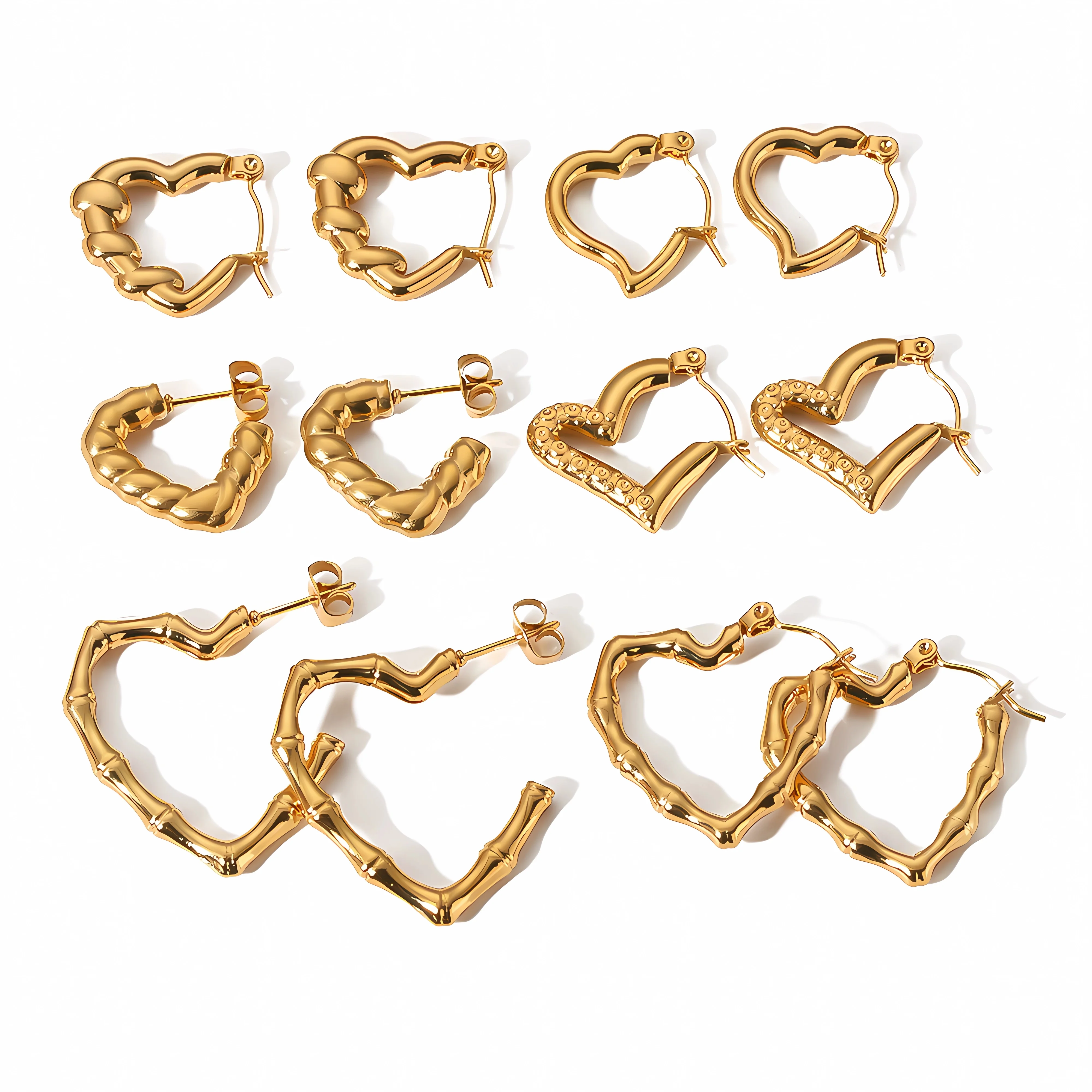 

18K Gold plated twist Heart Hoop earrings 18K Gold plated stainless steels Minimalist Dainty Love hoops for women Tarnish Free