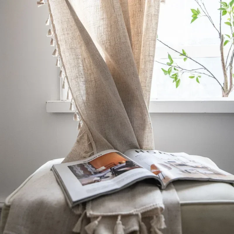 (148) Шторы из полиэстера и льна простые маленькие в американском стиле