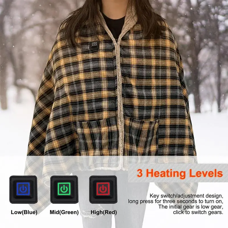 

Rechargeable Heated Blanket Electric Blanket Cordless USB Soft Comfortable Heat Adjustable Portable Shawl For Home Camping
