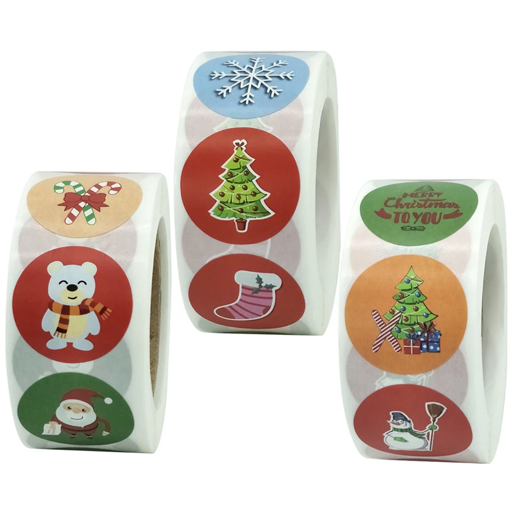 

3 Roll 1500pcs Stickers Practical Attractive Creative Chic Adorable Durable Label for Gift Christmas