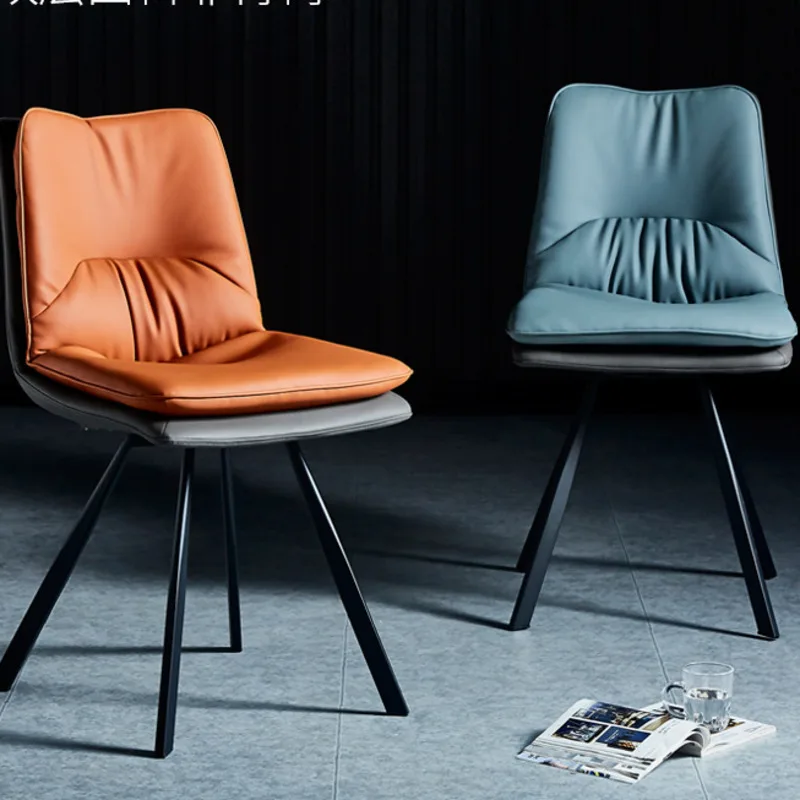 

Home Modern Chair Double Backrest Dining Chairs Carbon Steel Stand Furniture For Home Non-slip Ottomans Waiting Chairs