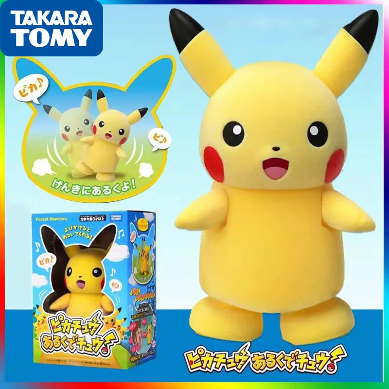 

TOMY Pokemon Domeka счастливый Пикачу может гулять Румяна Детские умные интерактивные игрушки Светящиеся и говорящие куклы фигурка электрическая игрушка