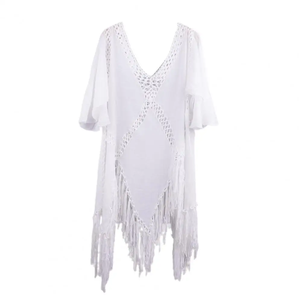 

Women's Suit Summer Irregular Bikini Cover Up V Neck Loose Hollow Out Swimwear Cover Up for Vacation купальник женский 2022 new