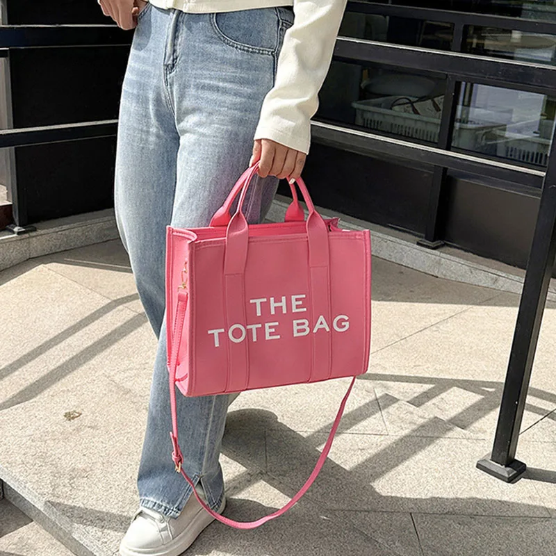 Fashion Portable Tote Handbag Large Capacity Leather Textured Printed Letter Single Shoulder Crossbody Bag 2023 Commuter Satchel