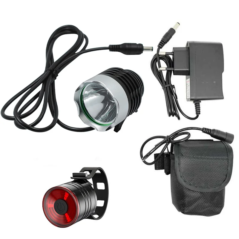 

1800LM XM-L T6 Bicycle Light Rear Lights 6400/9600mAh Rechargeable 3 Modes Cycling Headlight Lamp with 18650 Battery Pack