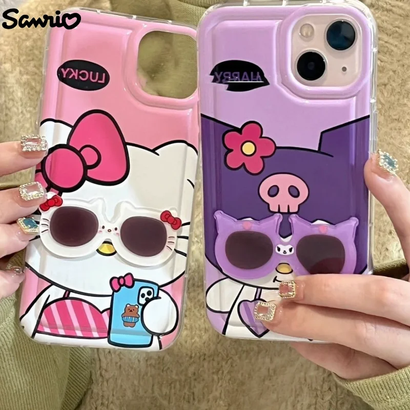 

Sanrio Hello Kitty Phone Case IPhone 14 13 12 11 Pro Max Kuromi New Kawaii Cartoon Ins All-Inclusive Soft Rubber Shell Back Cove