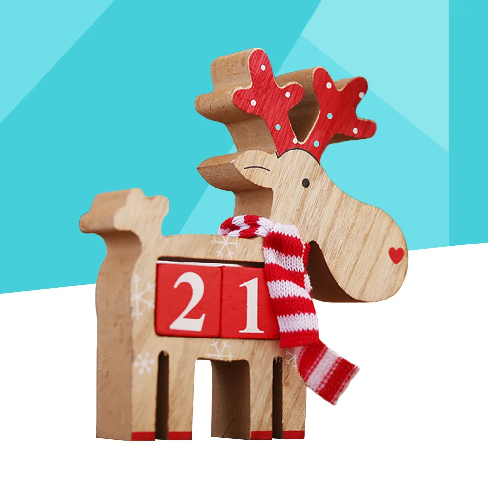 

Calendar Christmas Wooden Perpetual Advent Desk Countdowndecor Reindeer Desktop Toddler Daysdecorations Blocks Tabletop Ornament