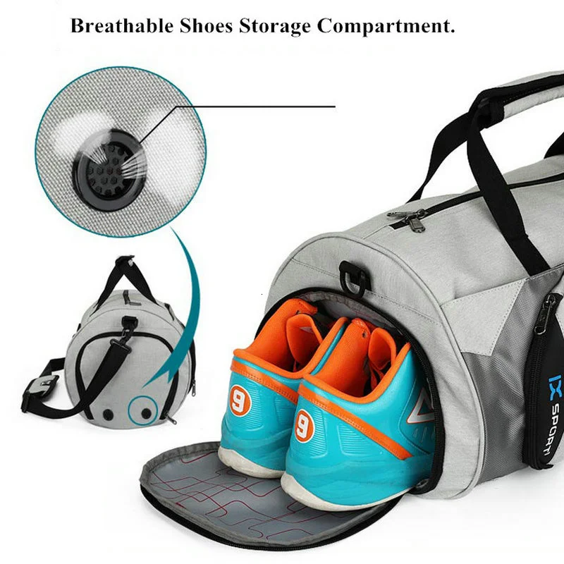 Gym Fitness Bag for Man Travel Male Training Shoes Waterproof Shoulder Handbag Sports Swimming Dry Wet Separation Bag for Women