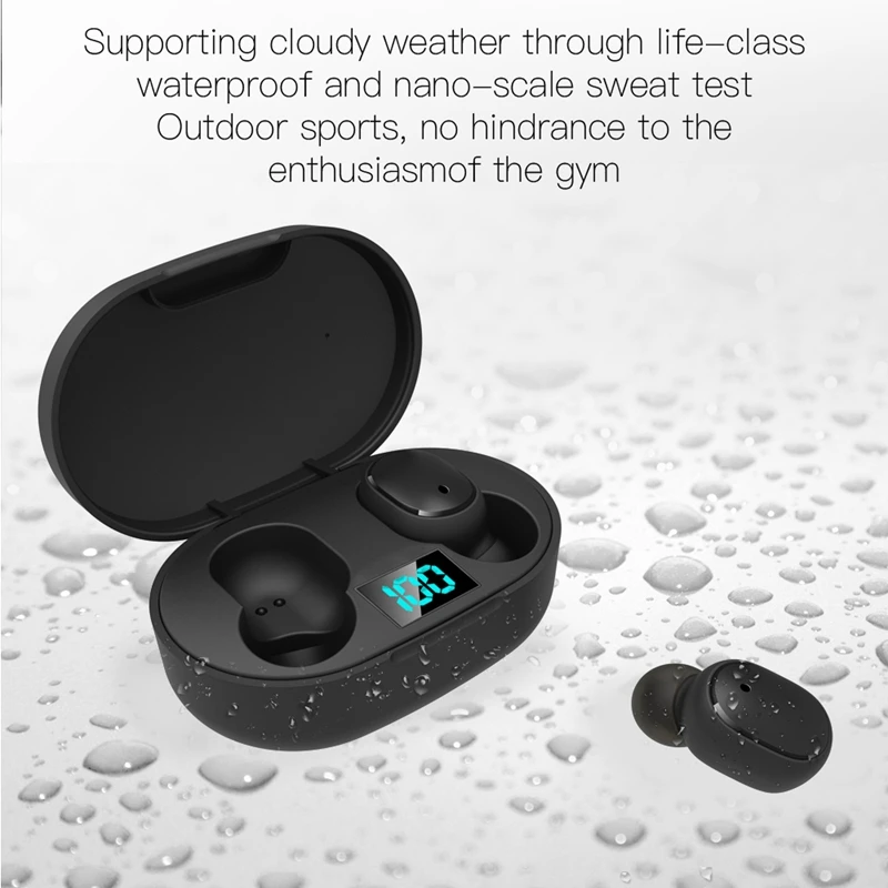 

suqy Digital Display Wireless Bluetooth Headset with Microphone Noise Cancel Bluetooth Earphones Mini Wireless Headphones Gamer