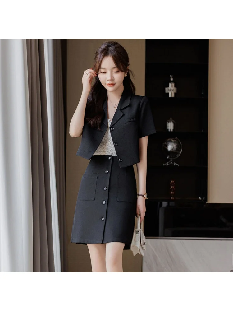 Короткий Свободный Топ-рубашка с коротким рукавом и юбка Модель 1063 на лето 2020