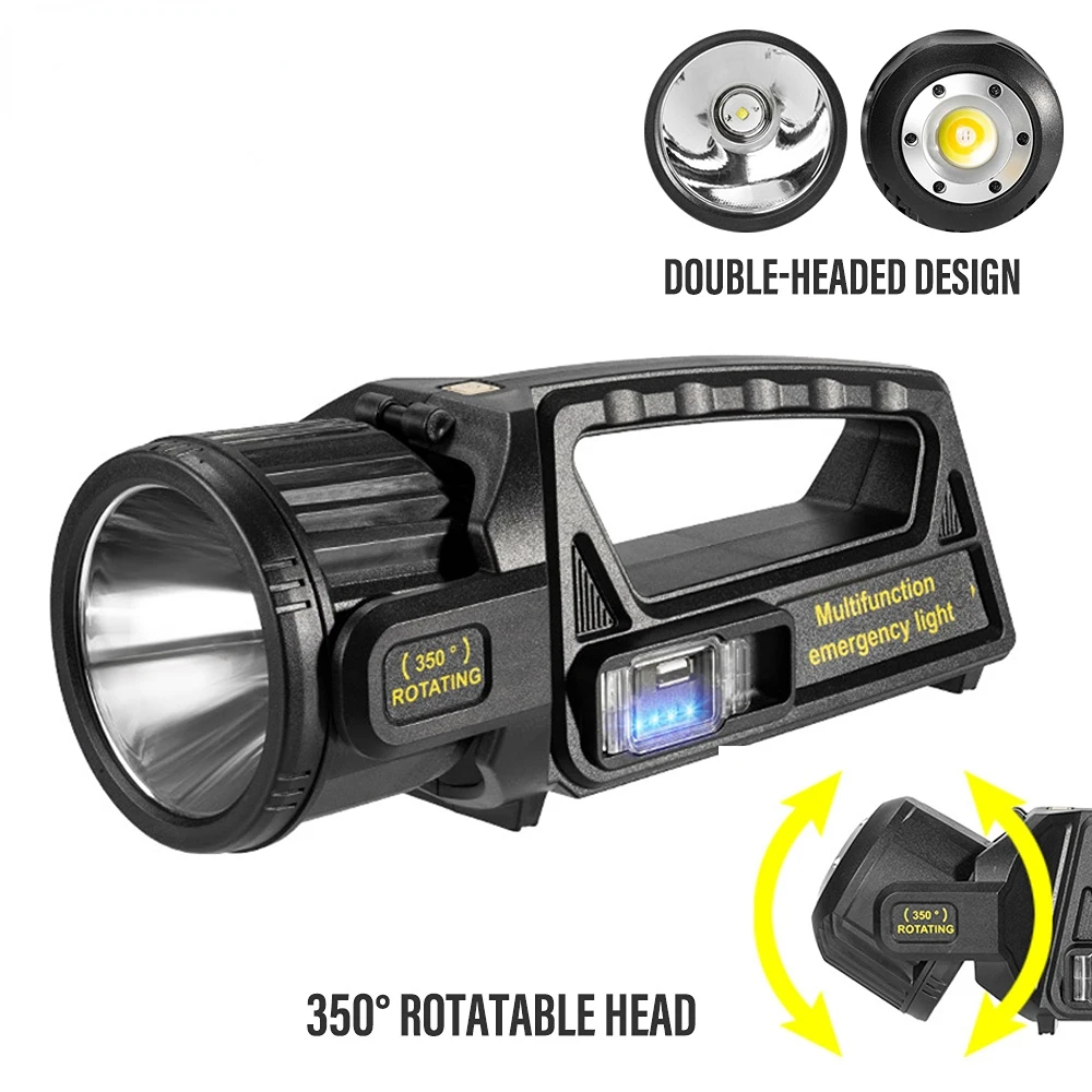 

High-power Flashlight LED Searchlight Rechargeable Double-headed Design Ultra-long Illumination Distance for Camping, Adventure