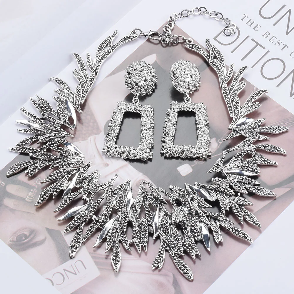 2024 новый индийский винтажный массивный металлический чокер ожерелье серьги