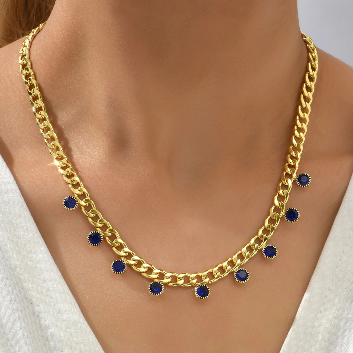 

Bohemia Fashion Big Necklace for Women Twist Gold Color Silver Plated Chunky Thick Lock Choker Chain Necklaces Party Jewelry