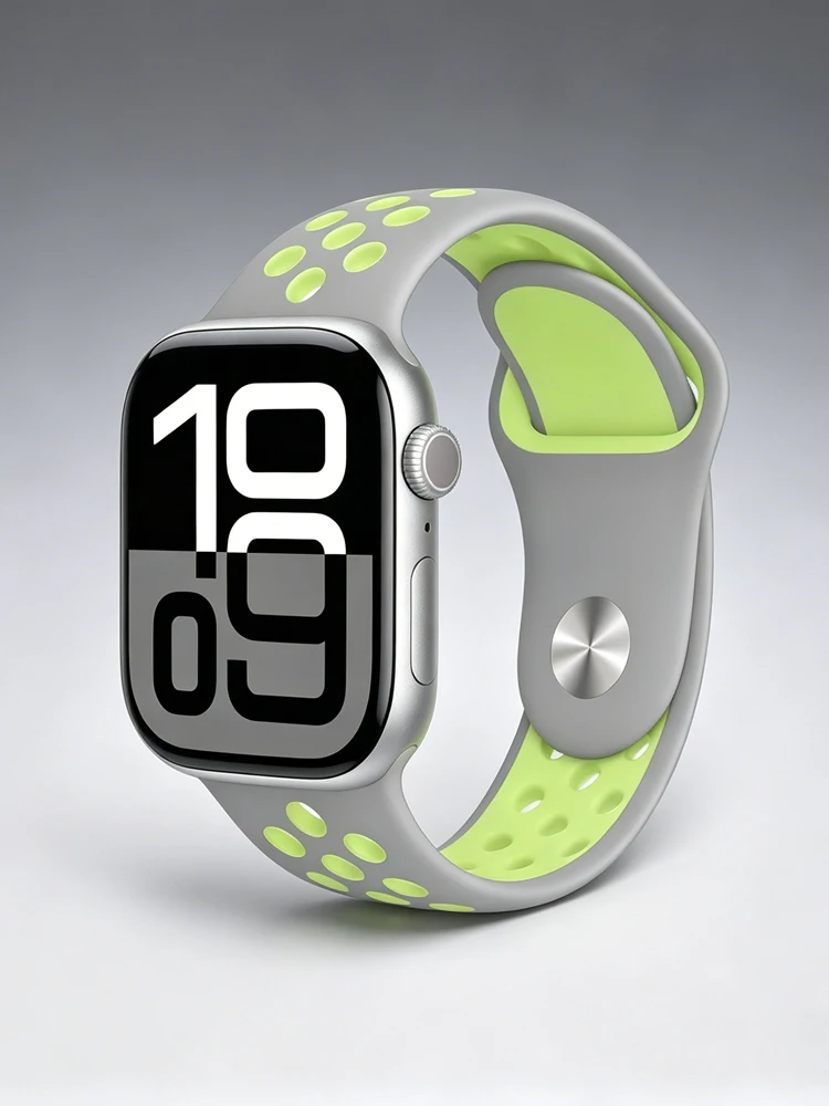 Фото Спортивный ремешок для Apple Watch Series 11, 10, 9, 8, SE, 7, 6, 44 мм, 46 мм, 42 мм, 45 мм, дышащий силиконовый браслет Correa iWatch Ultra 2, 3, 49 мм №1