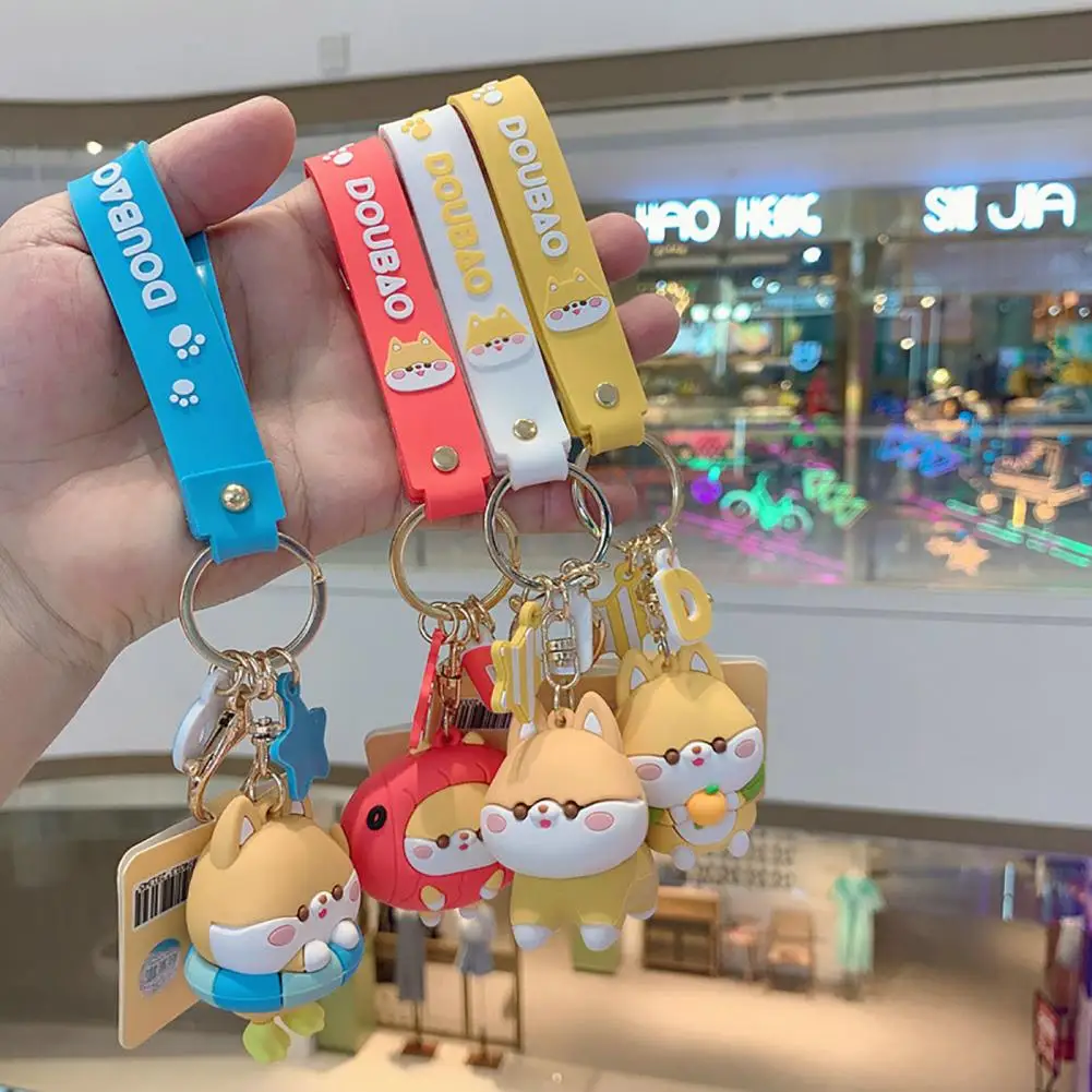 

Dog Keychain 3D Doll Toy Soft Silicone Cute Shiba Animal Car Key Ring Pendant Handbag Accessories