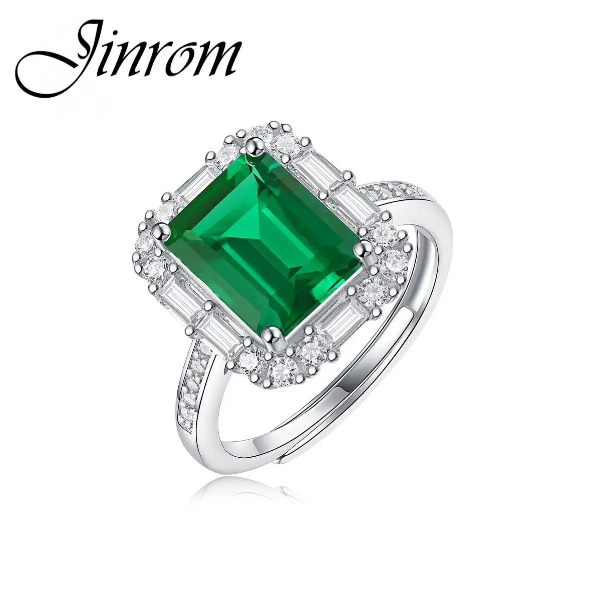 

Кольцо из серебра 925 пробы с искусственным изумрудом Jinrom