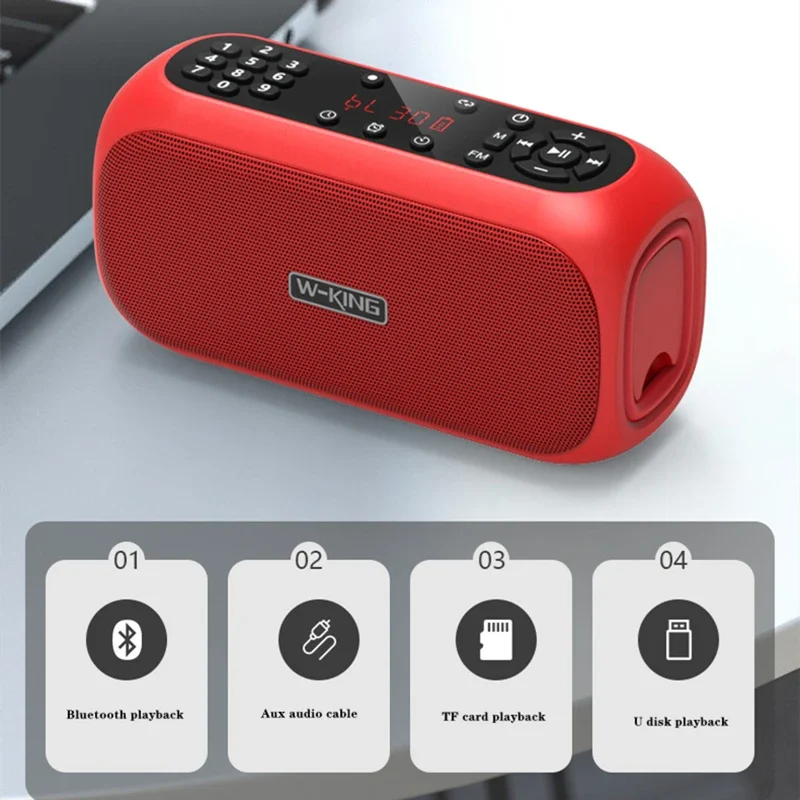 Фото W-KING X3 Мультимедийный Bluetooth-динамик FM-радиоплеер Портативный рекордер 2400 мАч Срок службы батареи TF-карта Спорт на открытом воздухе Звуковая панель №5
