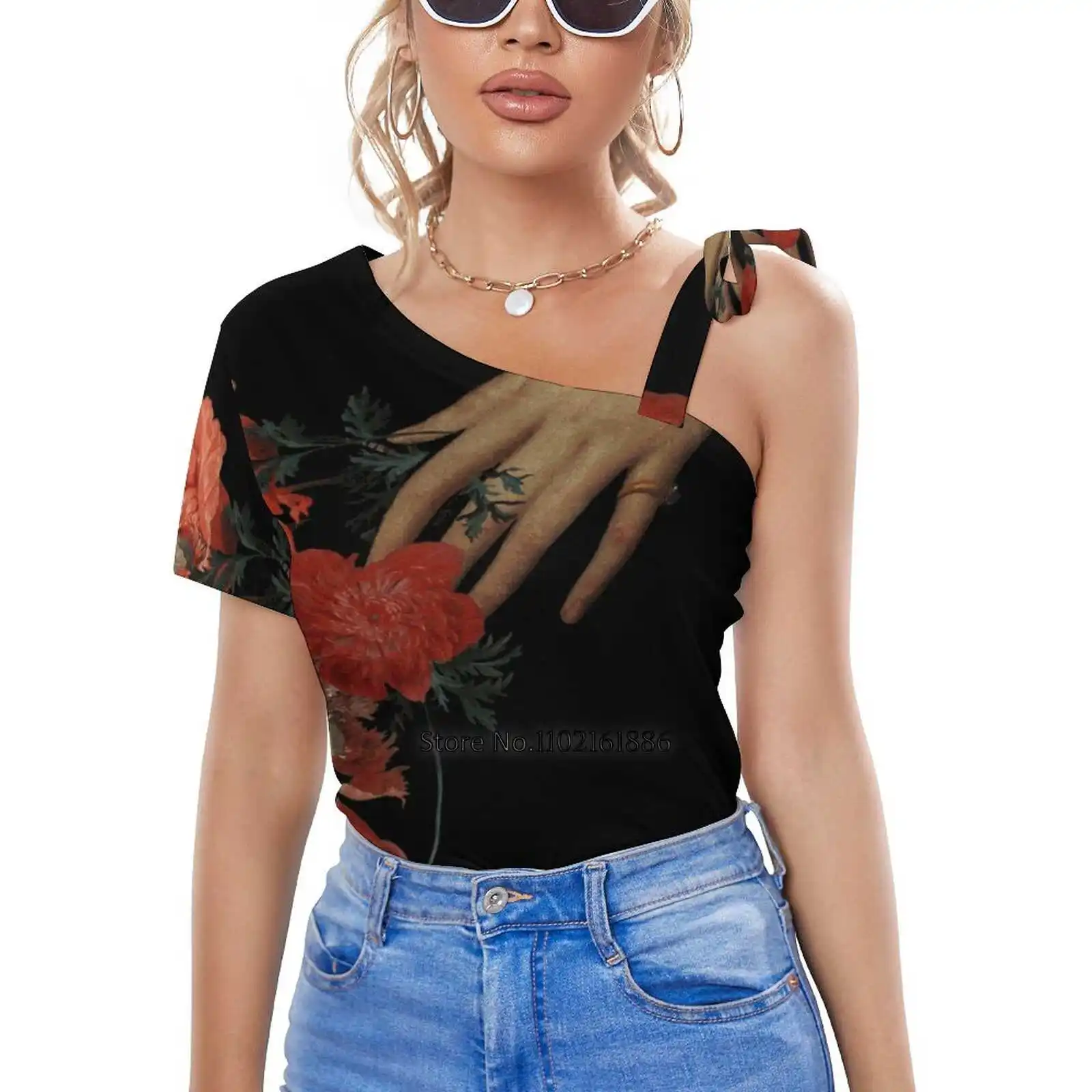 

Женская футболка с коротким рукавом, V-образным вырезом и молнией