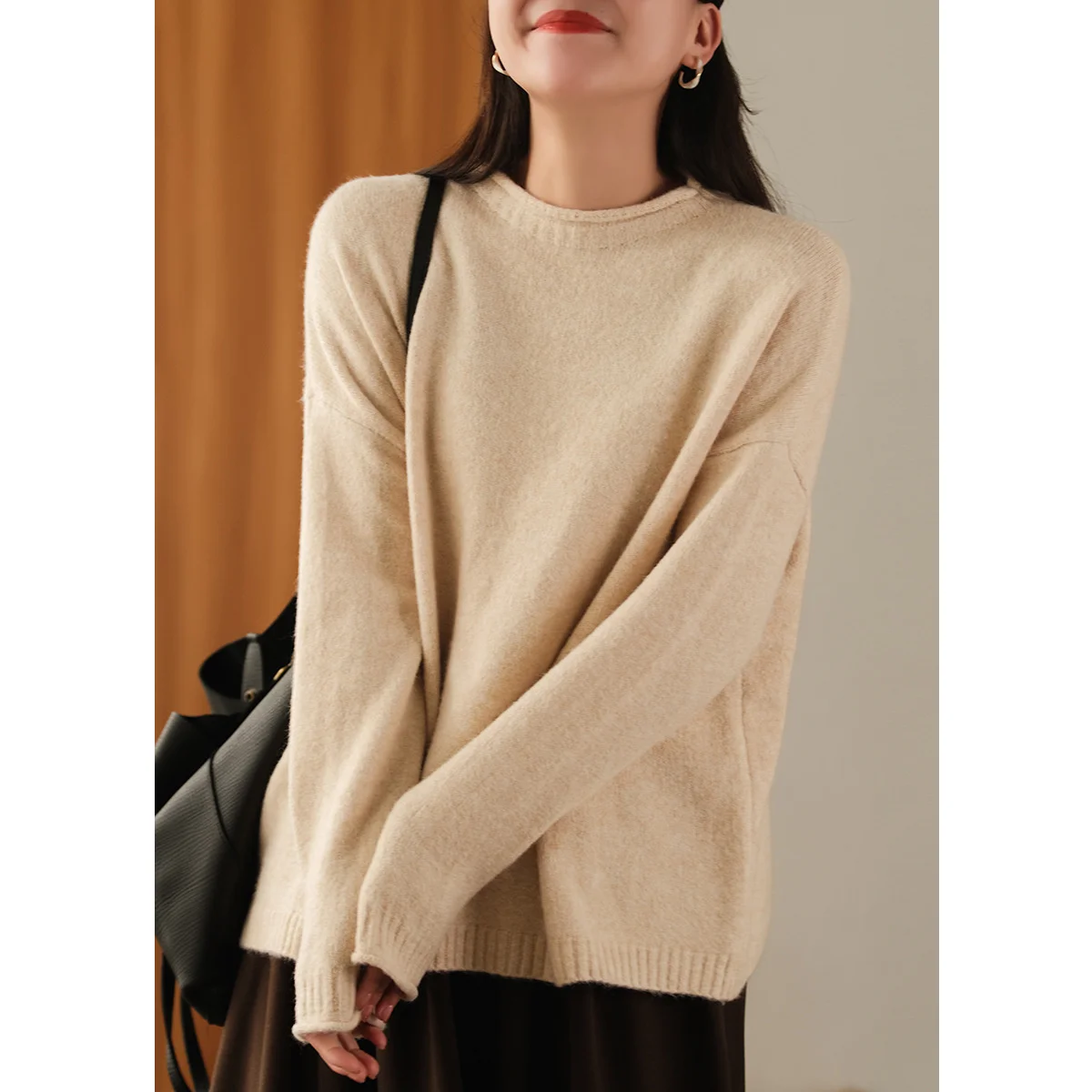 

NINI WONDERLAND 2022 Autumn Winter cotton knit Pullover sweater Women long sleeve Casual loose knit sweater tops Vintage